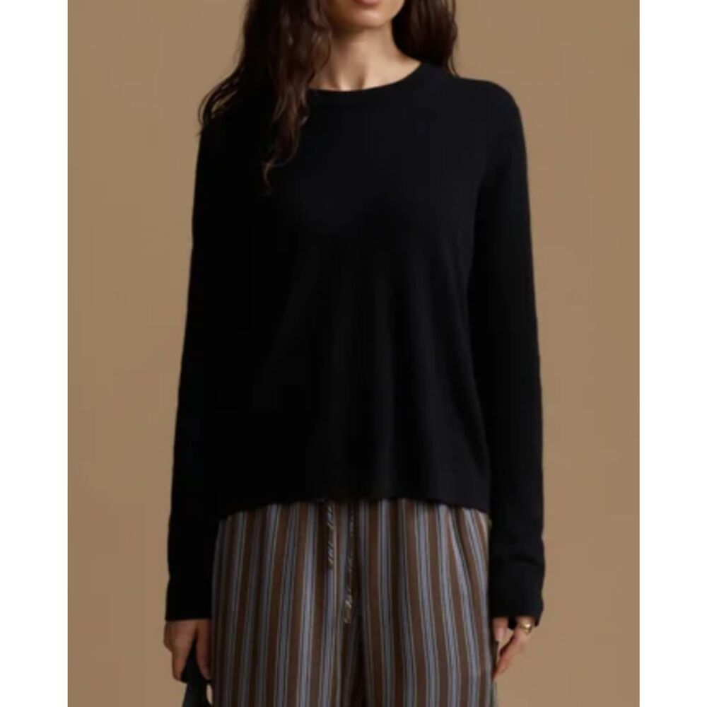 Jenni Kayne Flynn 100% Cashmere Crewneck Sweater Black Size M